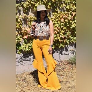 Women's Mustard Flared Pants